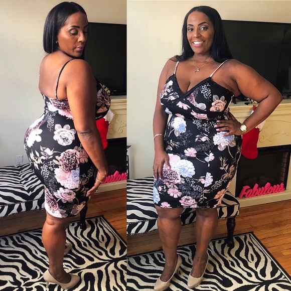 plus size floral bodycon dress